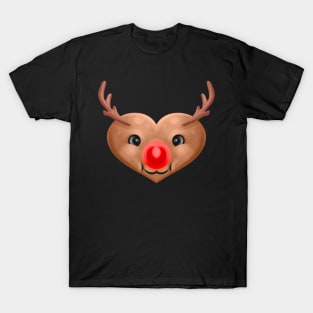 Heart Shaped Rudolph Reindeer For Christmas T-Shirt